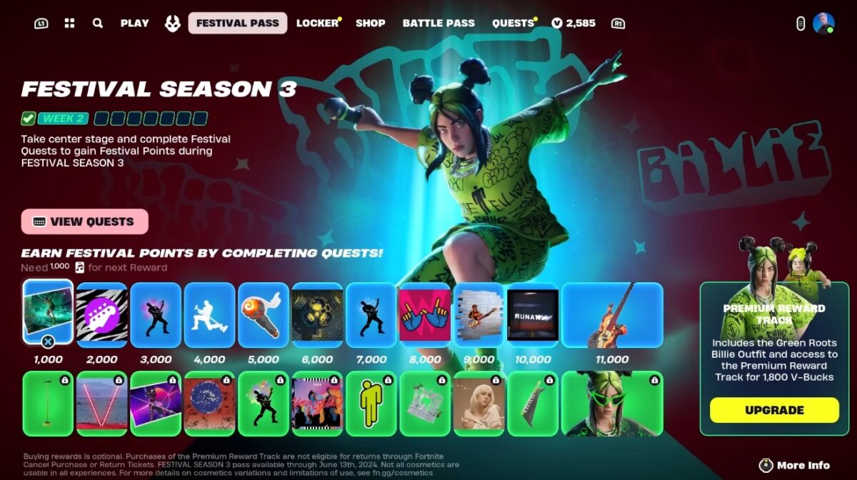 Fortnite Festival Billie Elish