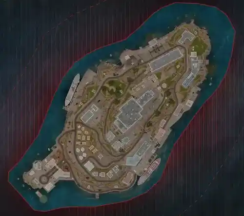 Map of Rebirth Island in COD Warzone, featuring various locations and landmarks for players to navigate