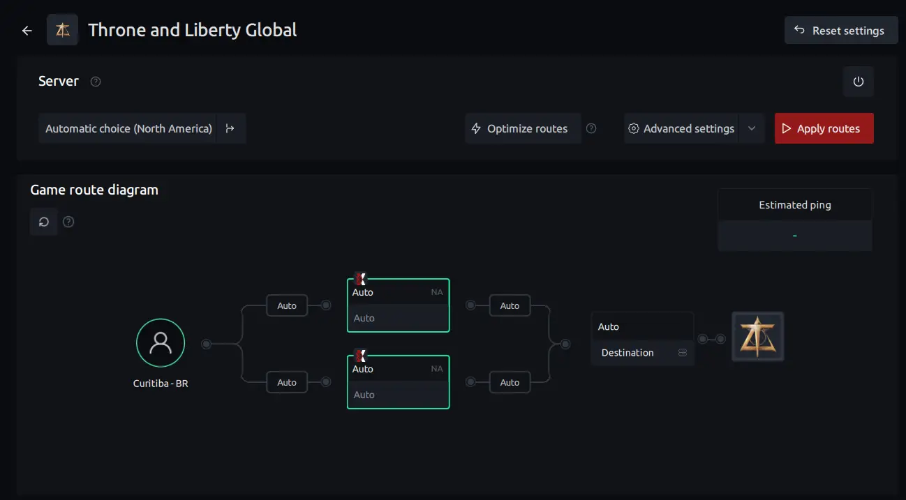 connecting throne and liberty in ExitLag