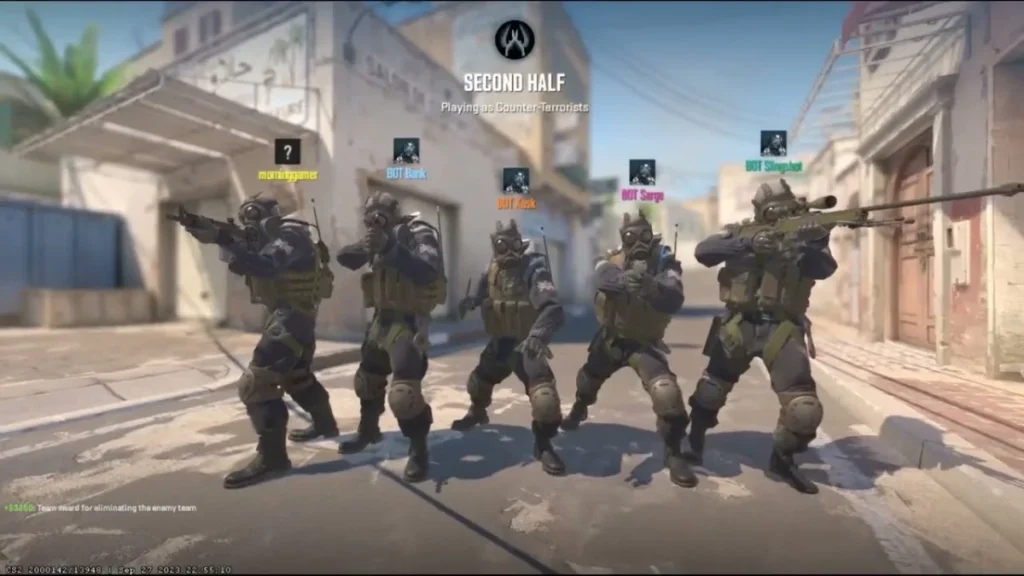 CS2 counter-terrorists armed with guns, standing together in a street