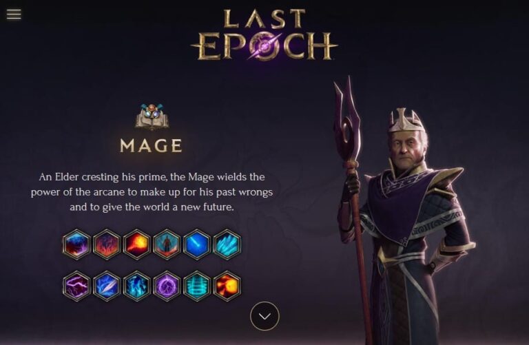 Displaying the atributes of mage, a class in game last epoch