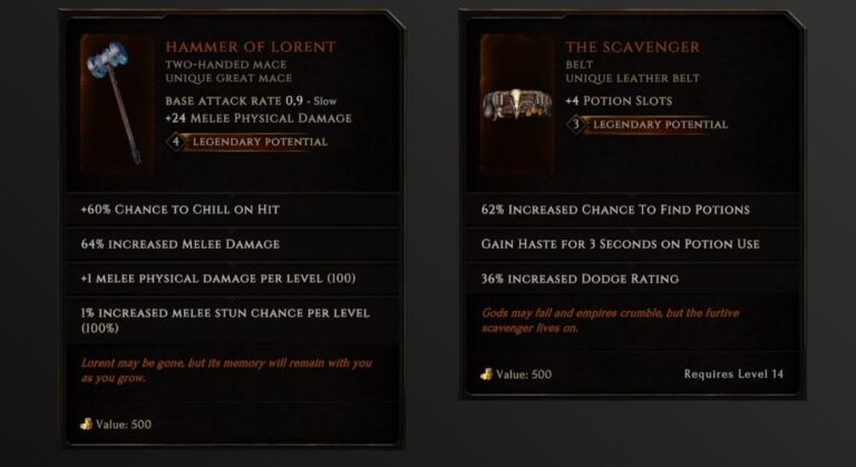 item with legendary potential in game last epoch