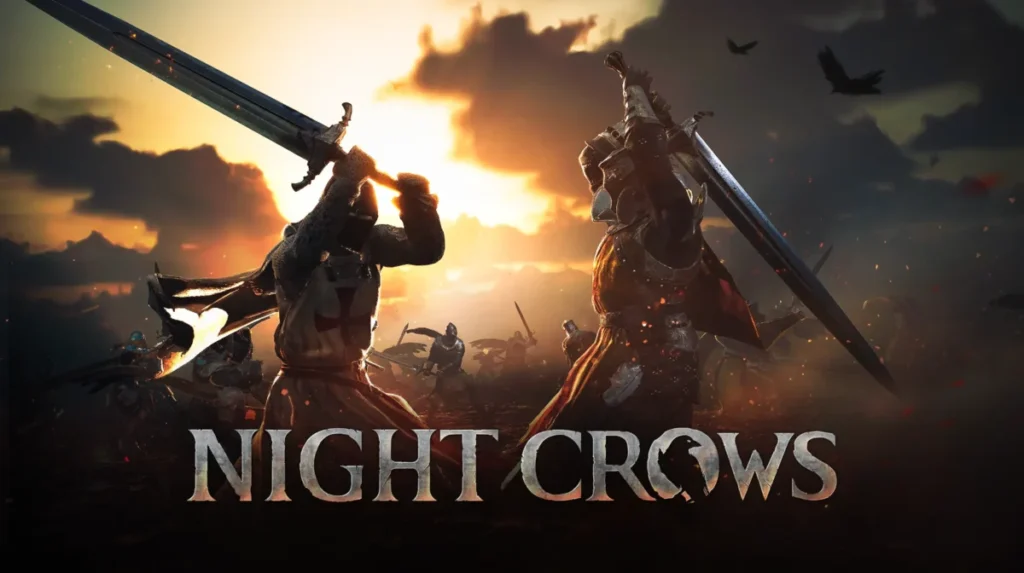 COVER WITH CHARACTERS IN A BATTLE AT NIGHT CROWS