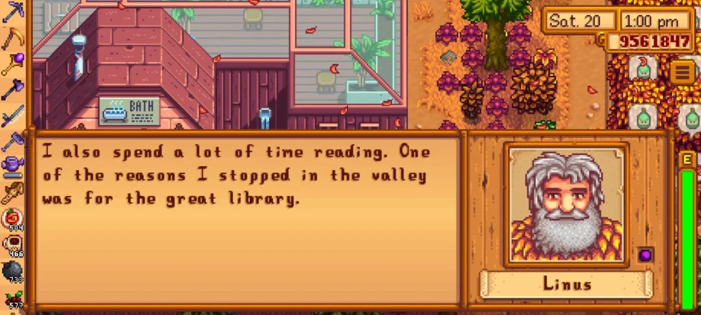 what does linus like in stardew valley