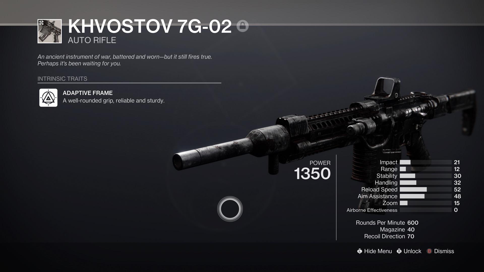 Khvostov 7G-0X в Destiny 2