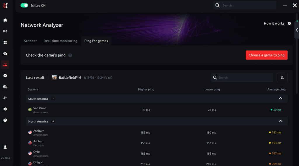 Ping for games Valorant