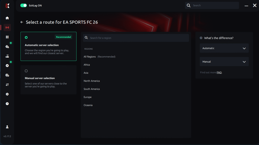 Select server EA Sports FC 26