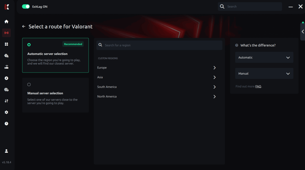 Select server Valorant