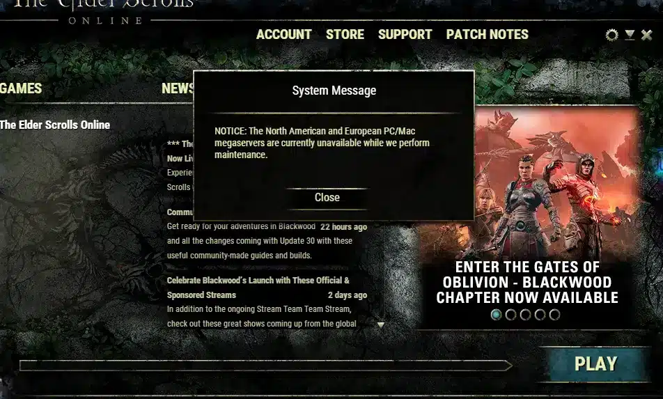 حالة خوادم Elder Scrolls Online