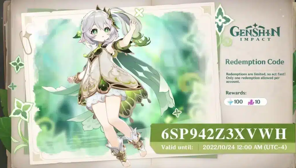 Genshin Impact codes