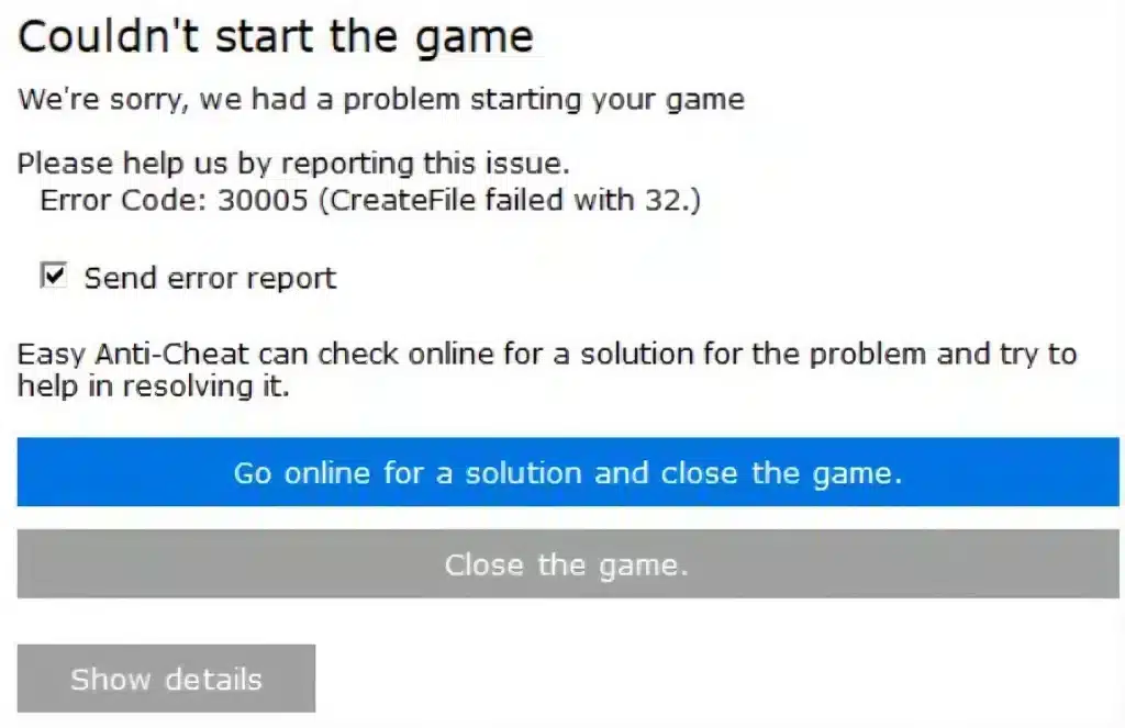 arc raiders error code 30005