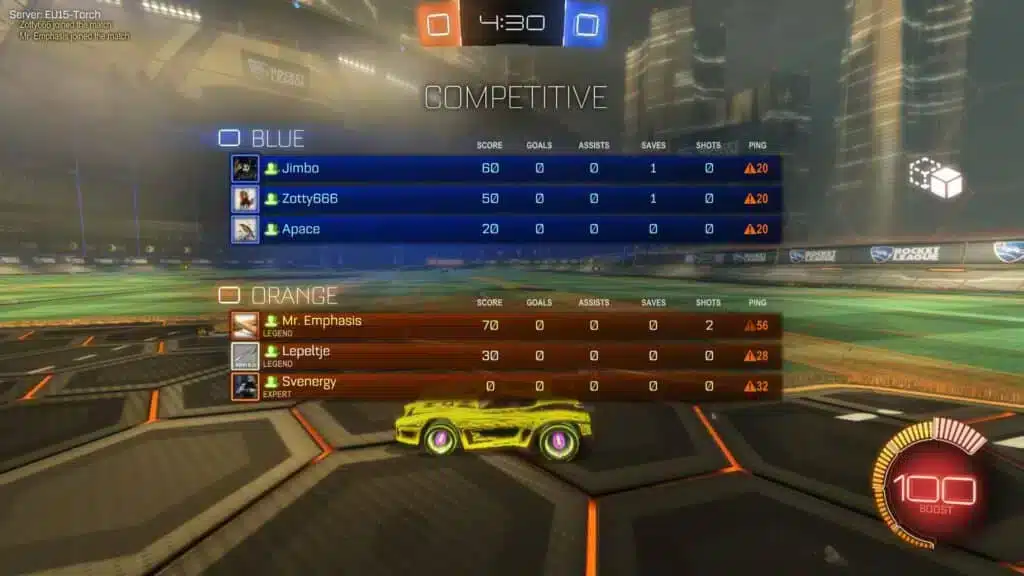 rocket league servers
