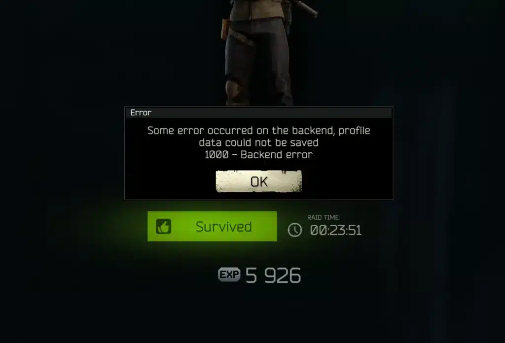 Escape From Tarkov Backend Error 1000