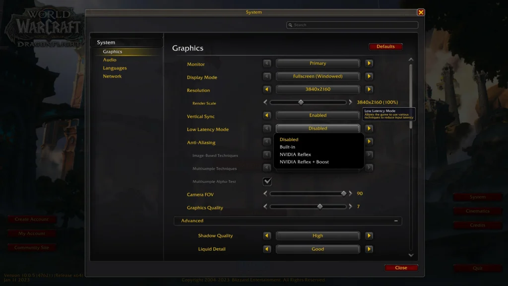 Latency Mode WoW