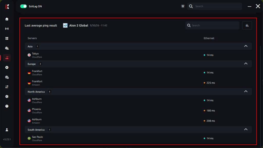 Aion 2 Ping Test