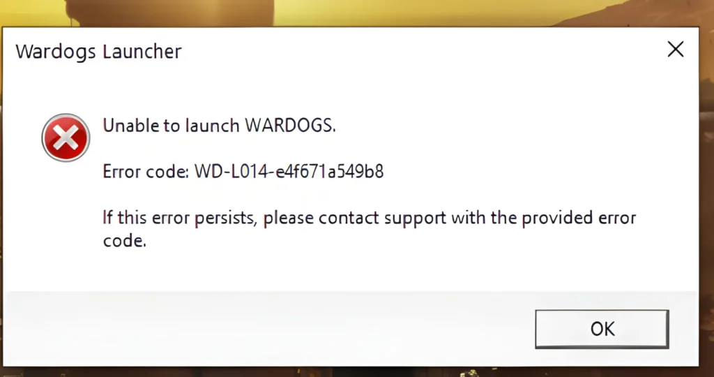 Current image: Unable To Launch Wardogs