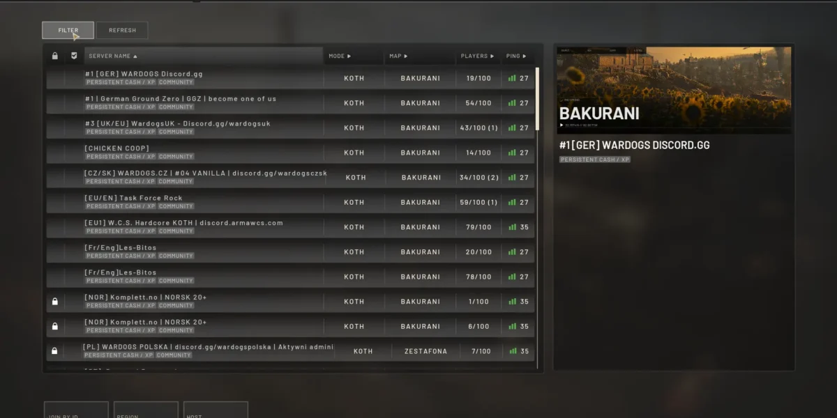 Wardogs Community Servers