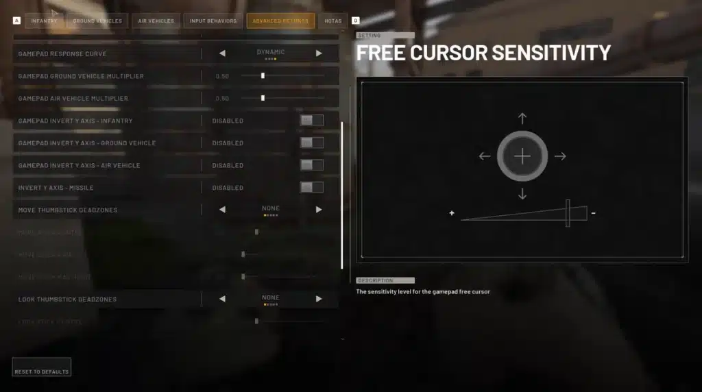 Wardogs Controller Settings