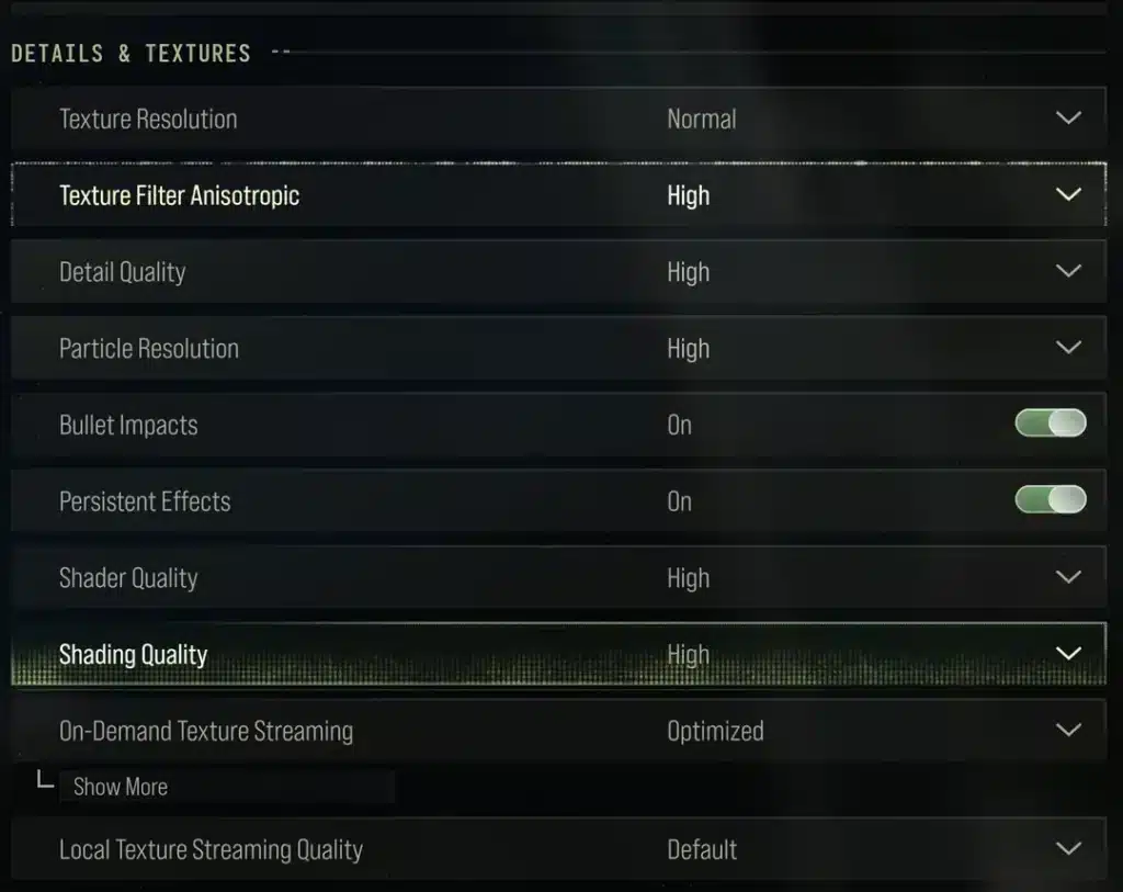 WarDogs Graphics Settings
