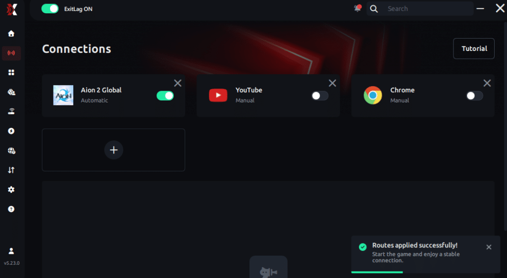 Apply ExitLag Routes Aion 2
