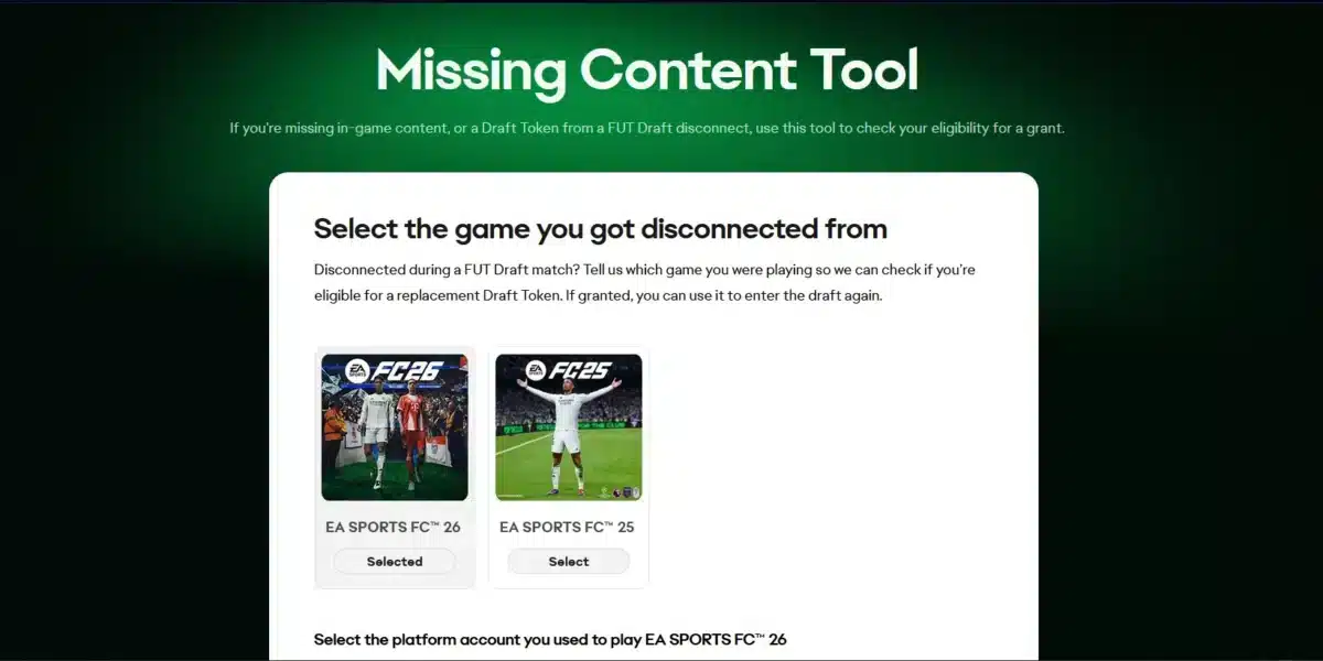 EA FC Missing Content