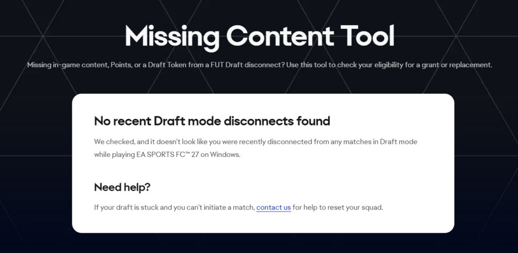EA FC Missing Content