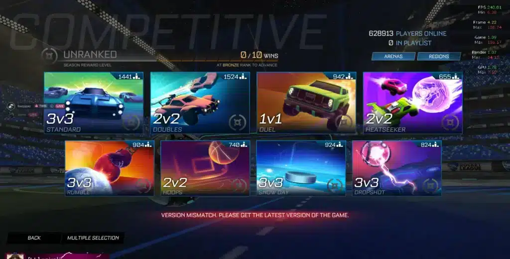 Rocket League Version Mismatch Steam