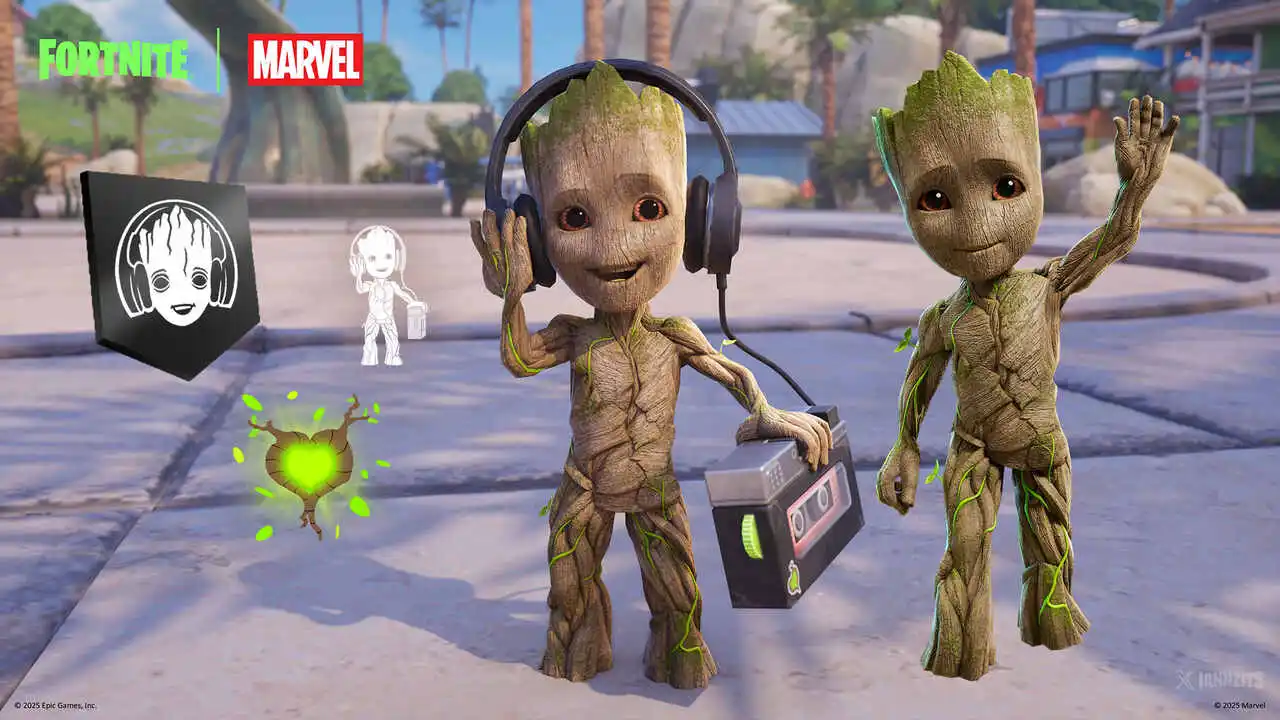 baby groot mascote fortnite